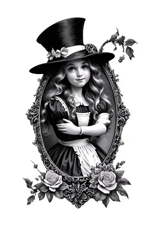 Alice in wonderland black mirror scene tattoo design idea