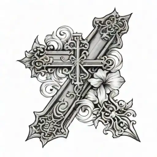 a cross with the verse luke 1:37 bible verse tattoo design idea