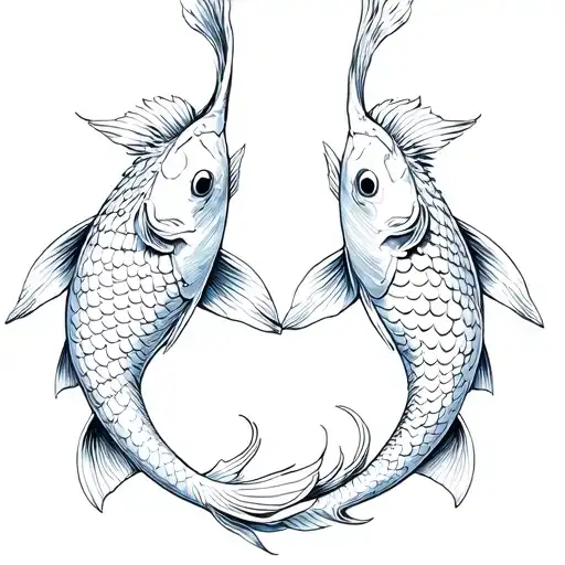 URIEL, GEMINI twin Koi Fish tattoo design idea