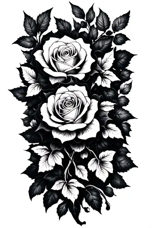 roses on vine tattoo design idea
