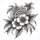 Simple japanese floral sleeve including lavender tattoo design idea