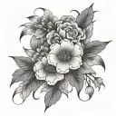 Simple japanese floral sleeve including lavender tattoo design idea