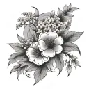 Simple japanese floral sleeve including lavender tattoo design idea