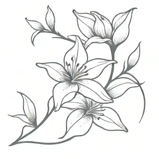 sparrow and lilly flower tattoo design idea