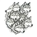6 wolves tattoo design idea