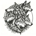 6 wolves tattoo design idea