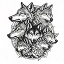 6 wolves tattoo design idea
