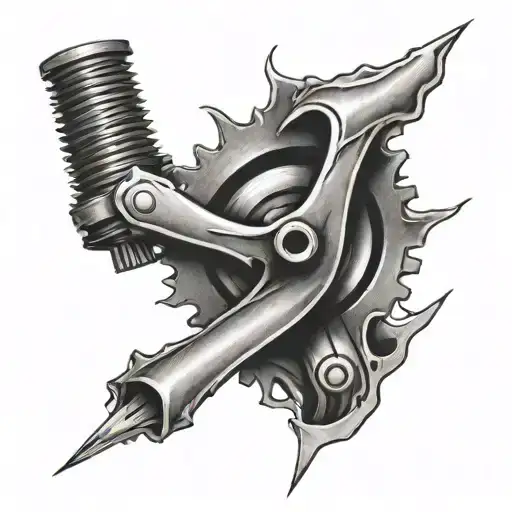 gear ripping through skin opening tattoo design idea