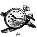 pocket watch with airplane as hour hand tattoo tattoo design idea