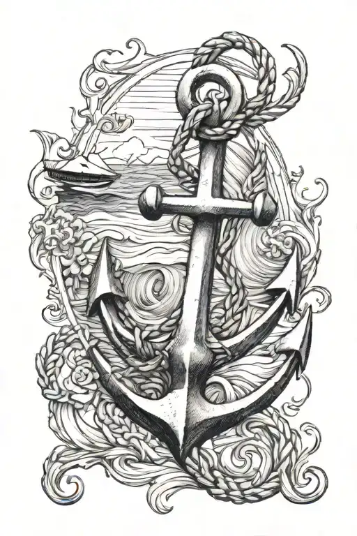 anchor with ocean theme tattoo design inspired tattoo design idea