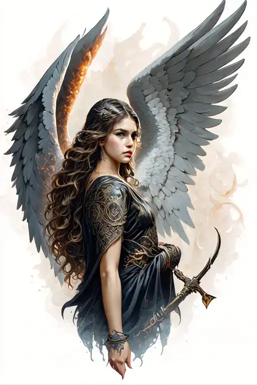 angel and demon slayer tattoo design idea