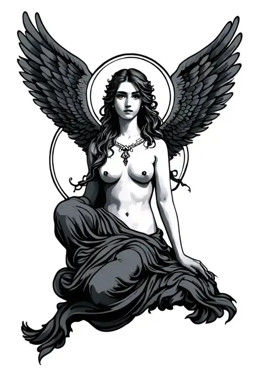 virgo zodiac with wings tattoo design idea