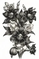 daffodil, sweet pea, lily of the valley birth flowers bouquet  tattoo design idea