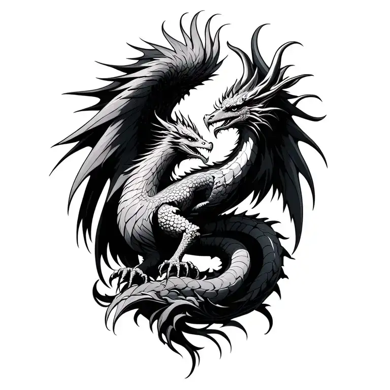 phoenix and dragon tattoo design idea