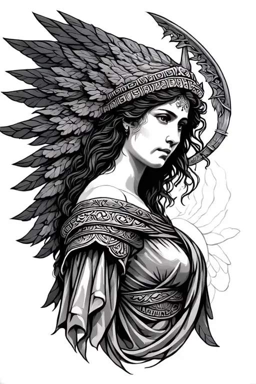 Greek goddess Artemis tattoo design idea