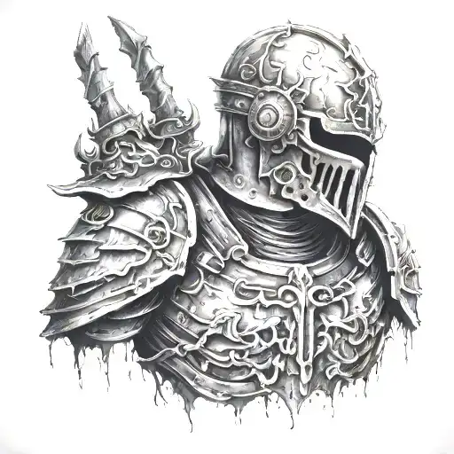 decayed armour corpse tattoo design idea