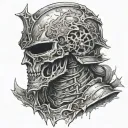 decayed armour corpse tattoo design idea