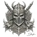 decayed armour corpse tattoo design idea