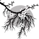 cherry blossom branch with weeping willow vines wrapped around it.  tattoo design idea
