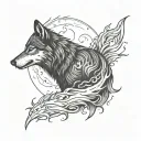 wolf with semicolon inside tattoo design idea