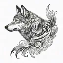 wolf with semicolon inside tattoo design idea