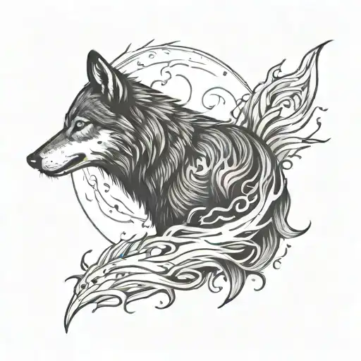 wolf with semicolon inside tattoo design idea