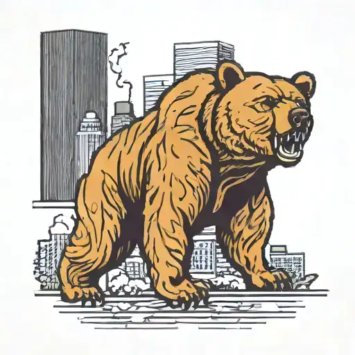 State of illinois outline, A roaring bear, Big chicago skyscrapers  tattoo design idea