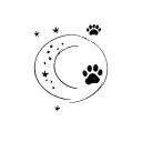 cat paw prints and moon tattoo design idea