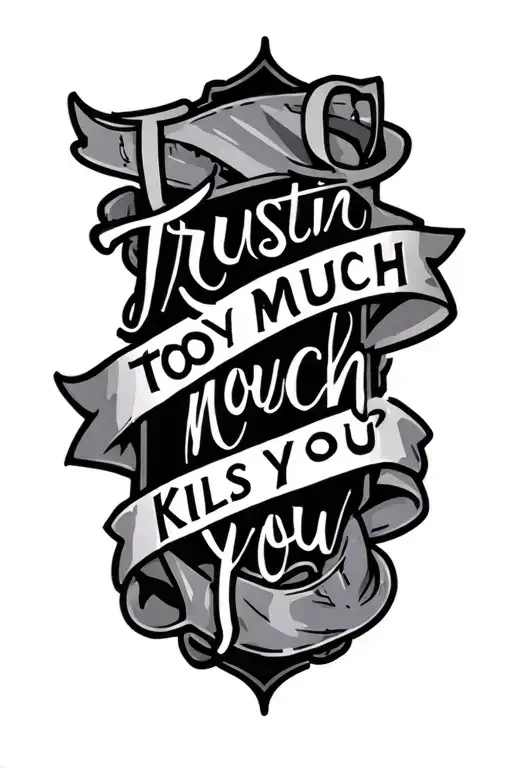 "Trusting too much kills you" leg side cover up dark tattoo design featuring tattoo design idea