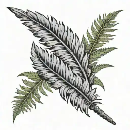 nz sword wrapped in fern leaf tattoo design idea
