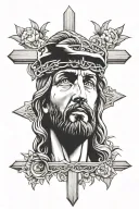 jesus face insde a cross tattoo design idea