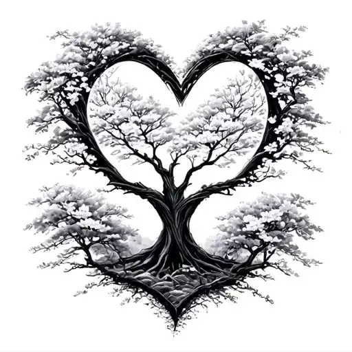 infinit sign heart shape cherry blossom tree tattoo design idea