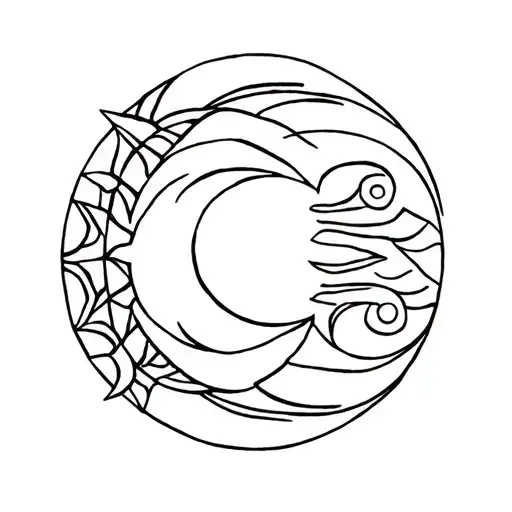 sun and moon polynesian tribal tattoo design idea