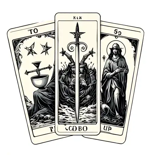 tarot cards the two cups, three swords, 5 cups, and the star in that order tattoo design idea