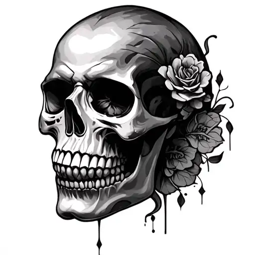pretty skull face tattoo design idea