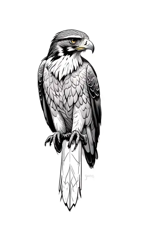 realistic red tailed hawk tattoo design idea