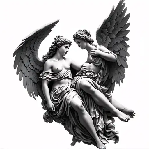Roman angels tattoo design idea