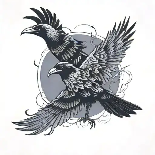 ink crows flying tattoo design idea