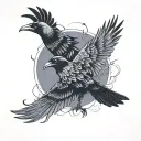 ink crows flying tattoo design idea