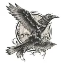 ink crows flying tattoo design idea