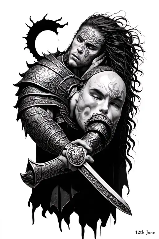 warrior batteling with depression the day of 12th june 2025 tattoo design idea