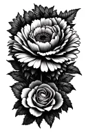 Thigh design with a carnation, daisy and rose with mandala tattoo design idea