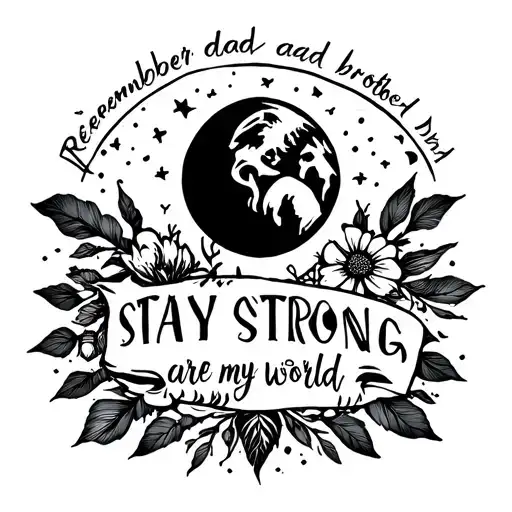 remember my deceased dad and brother.  stay strong. encouraging text.   my daughters are my world tattoo design idea