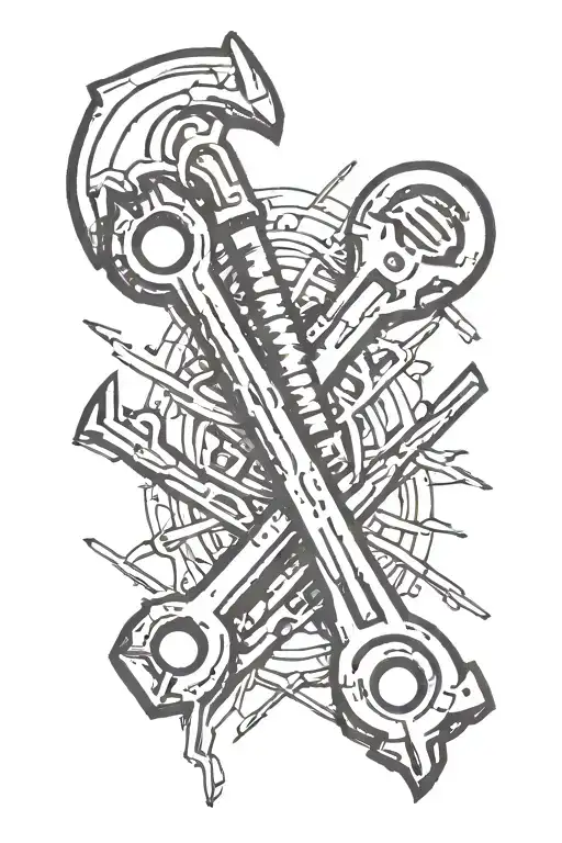 spud wrenches crossed tattoo design idea