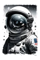 astronaut helmet with space reflection tattoo design idea