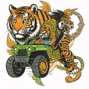 totem pole, soccer goal keeper, tiger, Native American, eagle, jeep, oiho tattoo design idea