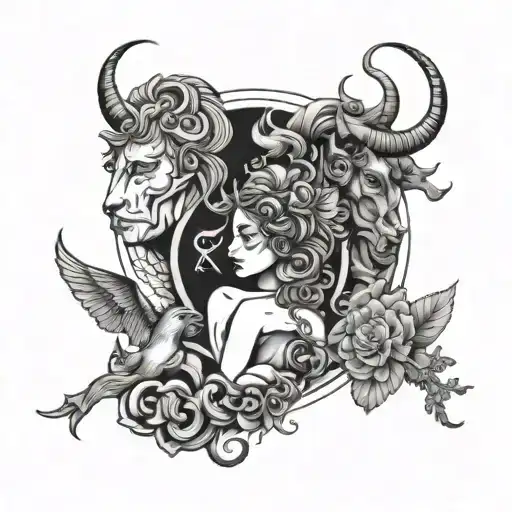 Tattoo Zodiac signs as a family: Mother-Libra, Father-Taurus, Brother-Leo, brother-aquarius tattoo design idea