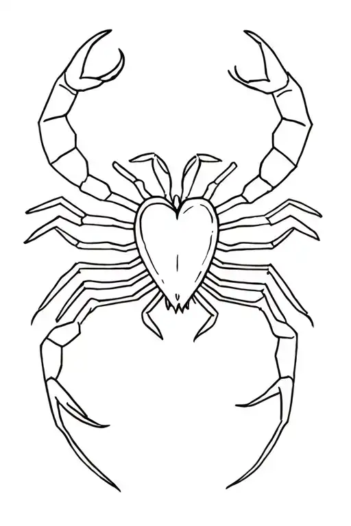 Scorpion that holds a heart tattoo design idea