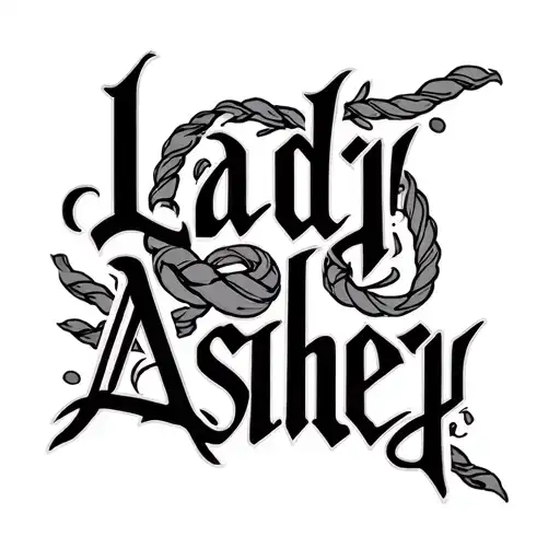 whip which writes the text Lady Ashley tattoo design idea