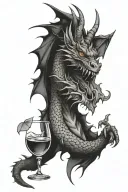 dragon with a zero feature and a bar cocktail tattoo design idea